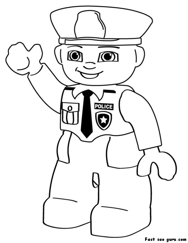 Printable Lego police coloring in sheets